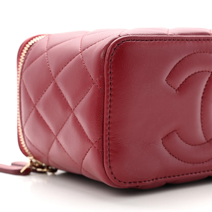 Chanel Lambskin Quilted Small Top Handle Vanity Case With Chain Burgundy 9 of 10
