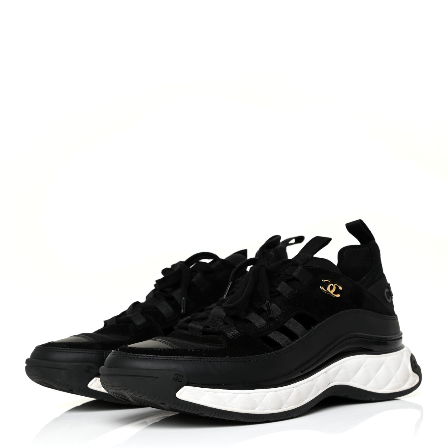 Chanel Velvet Calfskin Mixed Fibers CC Sneakers 40.5 Black 2 of 12