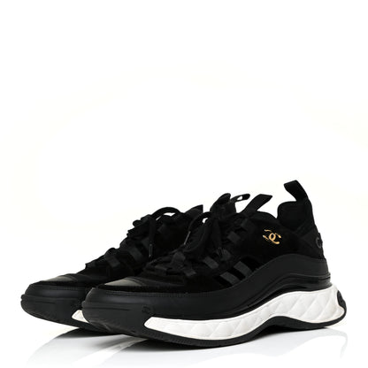 Chanel Velvet Calfskin Mixed Fibers CC Sneakers 40.5 Black 2 of 12