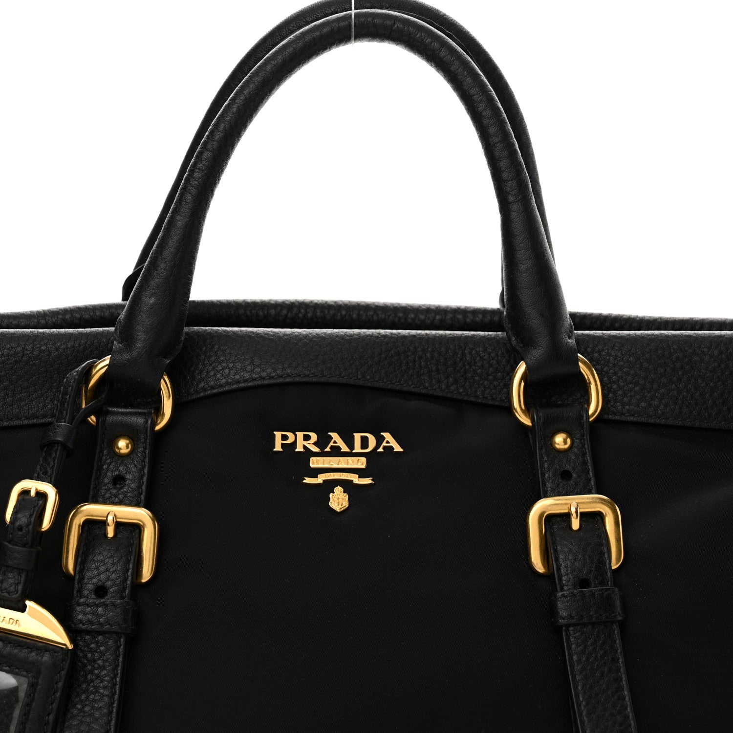 Prada Tessuto Nylon Vitello Daino Shopping Satchel Black 8 of 10