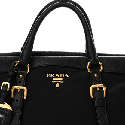Prada Tessuto Nylon Vitello Daino Shopping Satchel Black 8 of 10