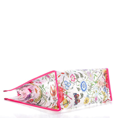 Gucci Calfskin Textured Vinyl Print Flora Tote Fluorescent Fuchsia 5 of 12