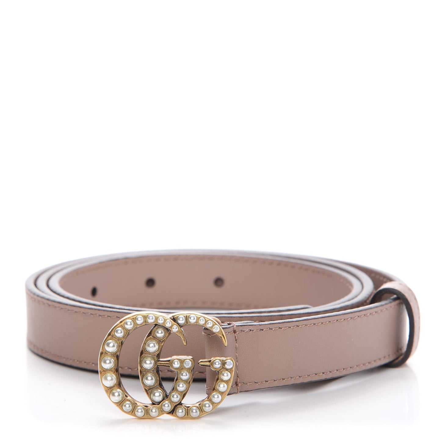 Calfskin Pearl Double G 20mm Belt 95 38 Porcelain Rose