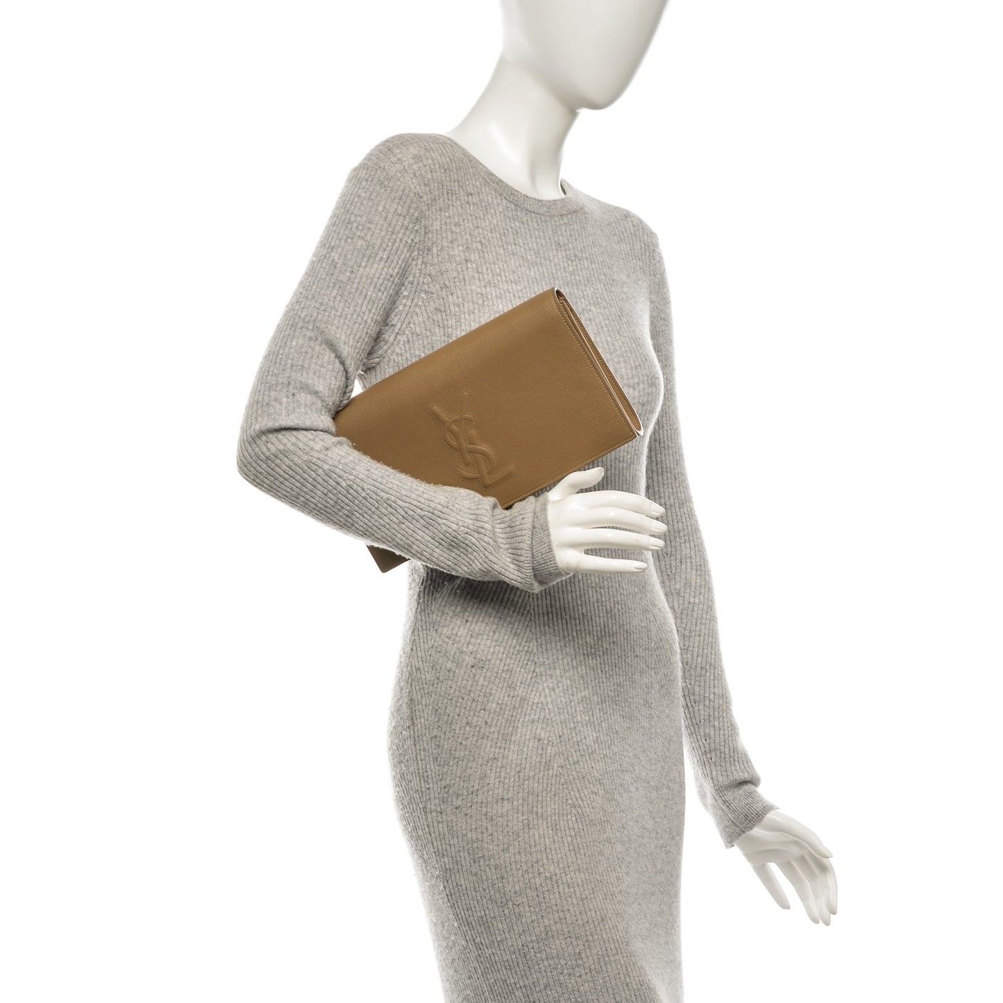 Goatskin Large Belle De Jour Clutch Beige