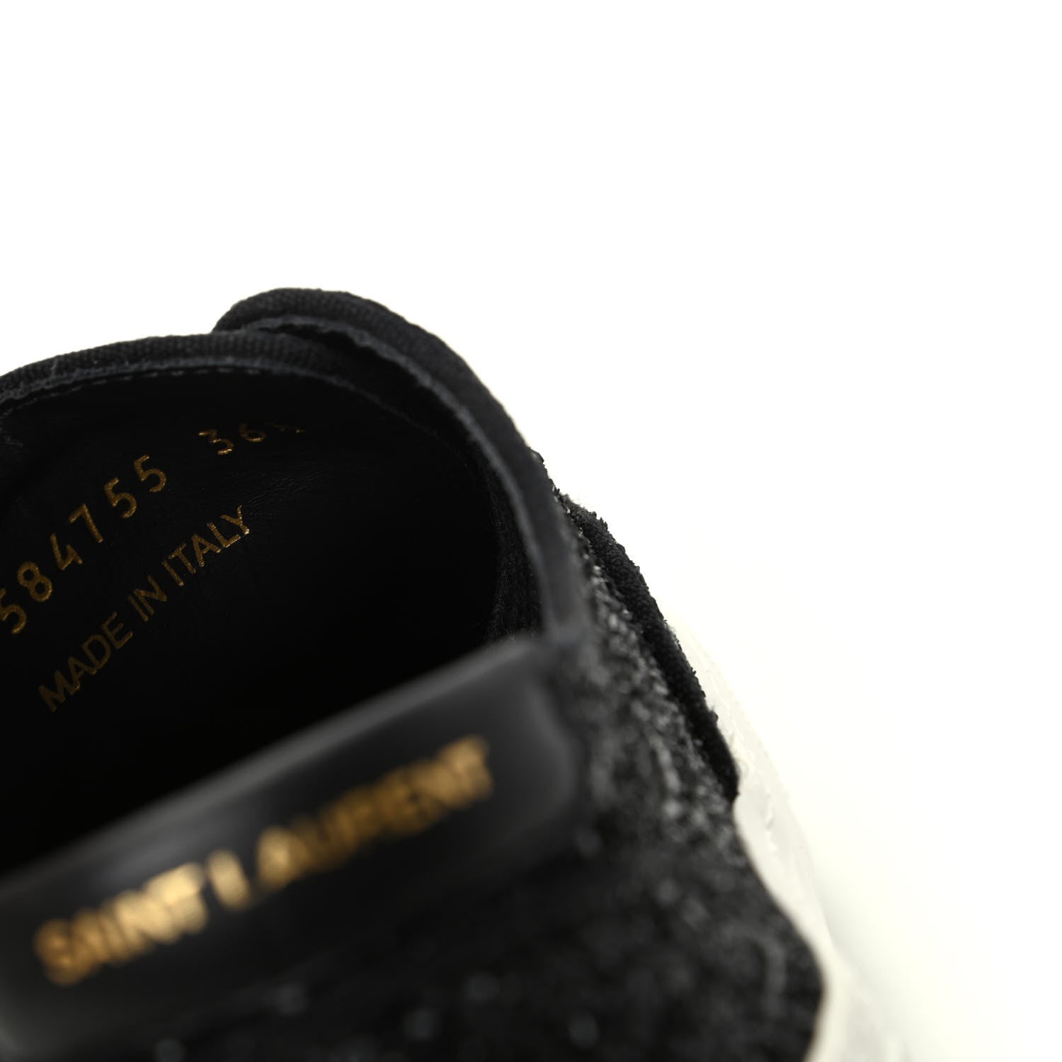 Saint Laurent Calfskin Crystal Glitter Venice Low Top Sneakers 36.5 Black 10 of 11