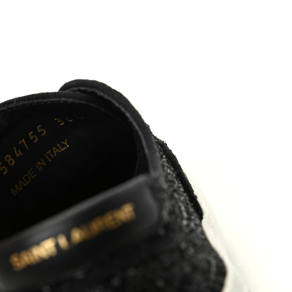 Saint Laurent Calfskin Crystal Glitter Venice Low Top Sneakers 36.5 Black 10 of 11