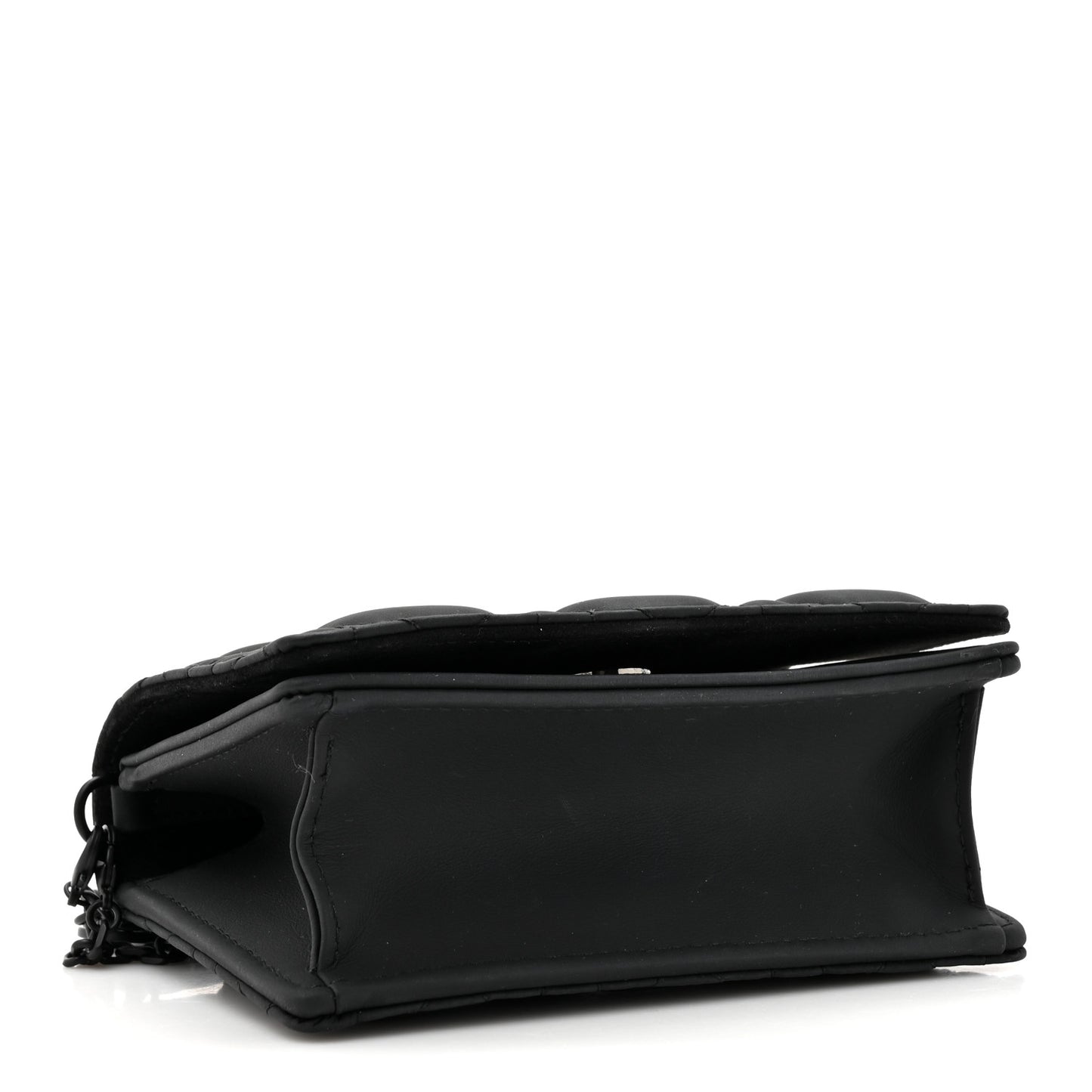 Ultra Matte Calfskin Cannage Mini Waist Pouch on Chain Black