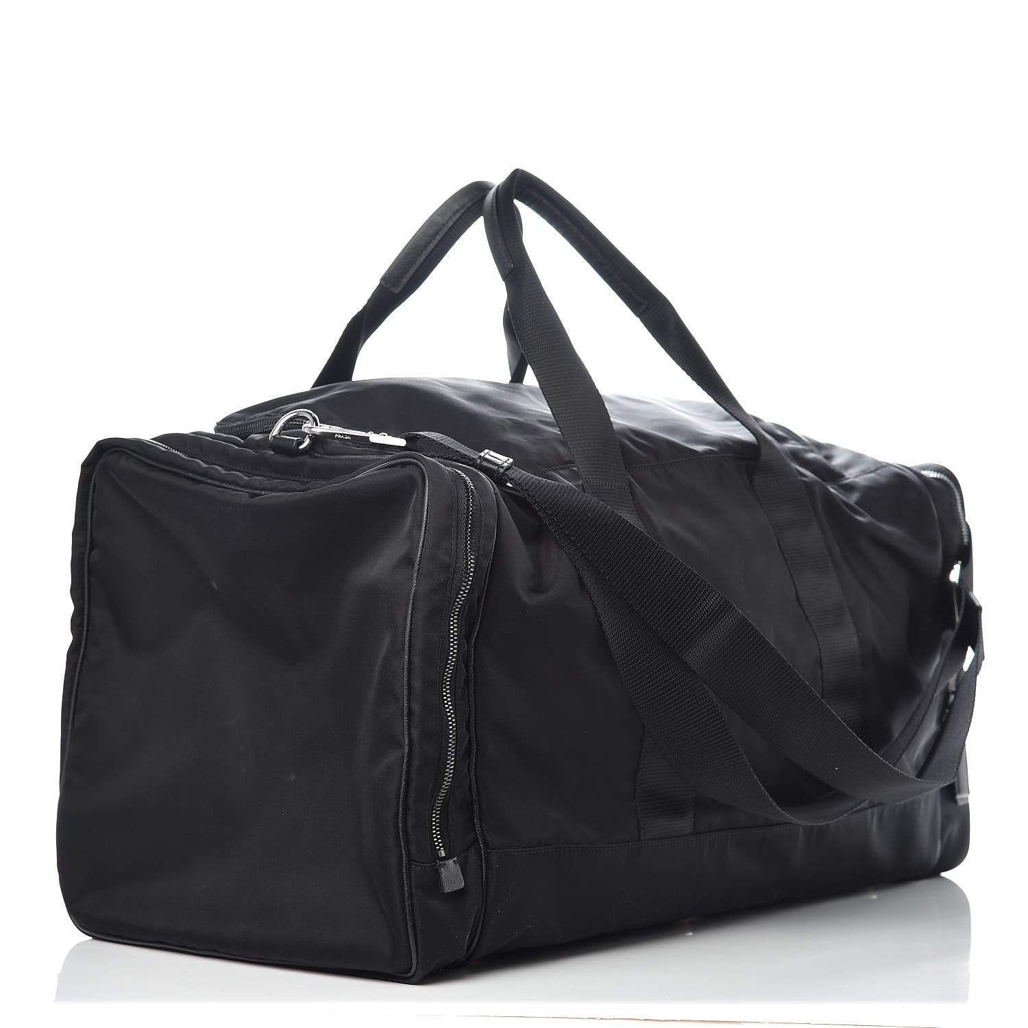 Prada Tessuto Nylon Saffiano Viaggio Duffle Black 3 of 12