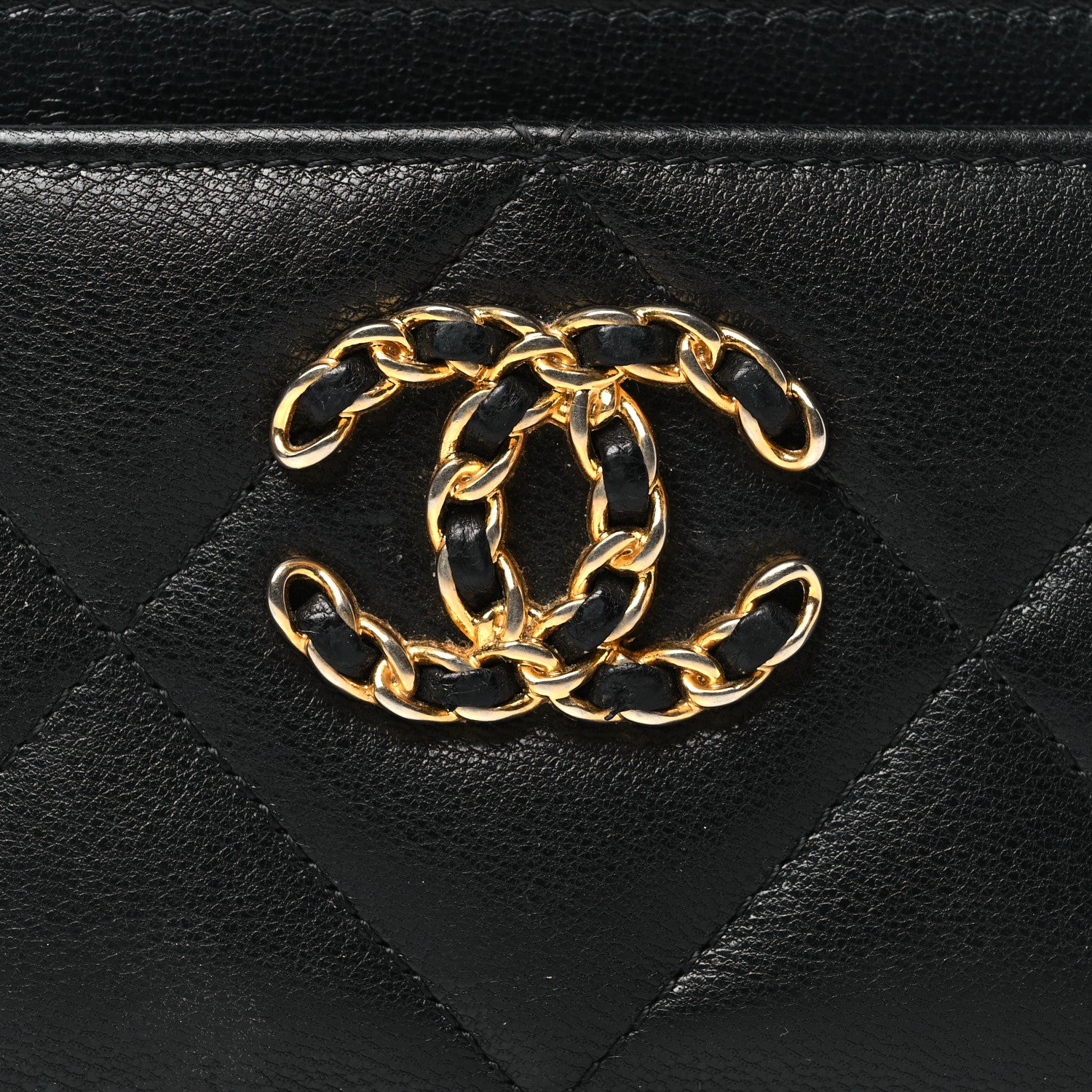 Chanel Lambskin Quilted Chanel 19 Card Holder Black 9 of 9