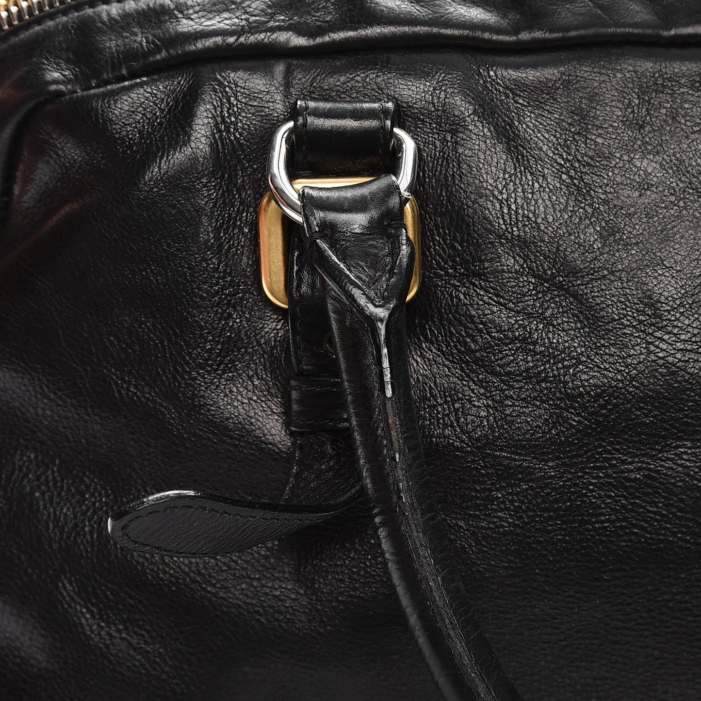 Glace Calf Zippers Dome Satchel Black