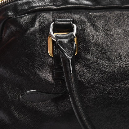 Prada Glace Calf Zippers Dome Satchel Black 10 of 15