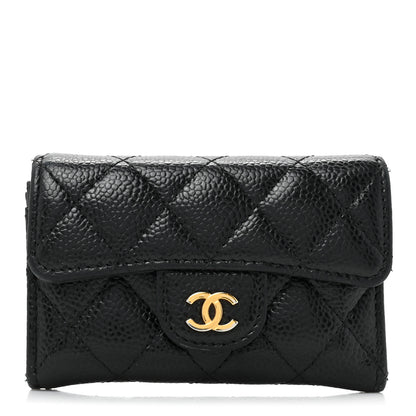 Chanel Caviar Quilted Flap Card Holder Wallet Black 1 of 15