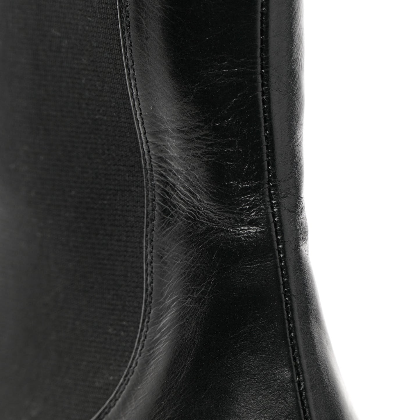 Crumpled Calfskin Patent Cap Toe Short Boots 41 Black