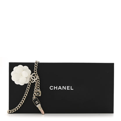 Chanel Metal Resin Crystal CC Lipstick Chain Belt 85 Gold Pink Black 4 of 4