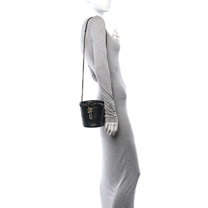 Chanel Calfskin Tweed Small CC Chain Bucket Drawstring Bag Black Multicolor 2 of 10