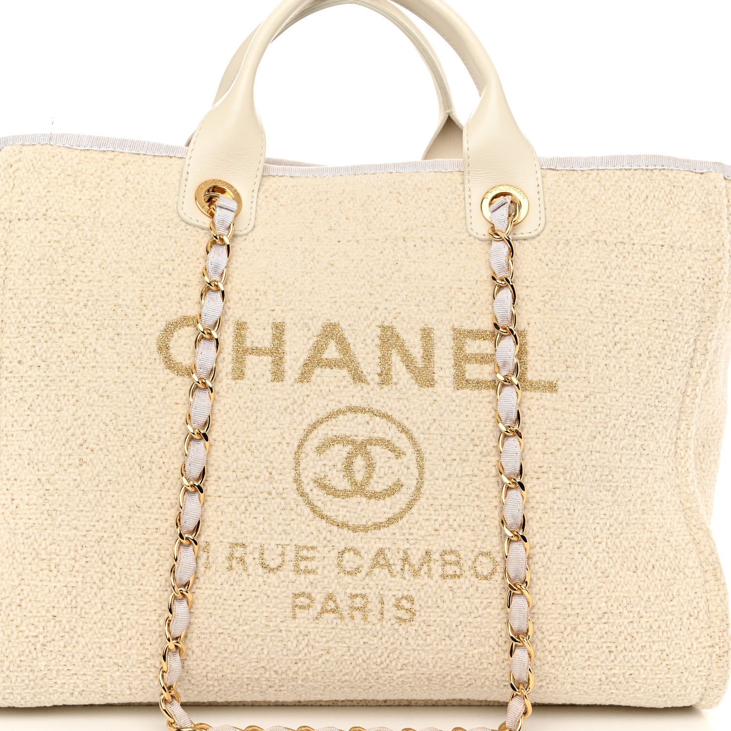 Chanel Lurex Boucle Medium Deauville Tote White 8 of 10