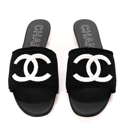 Chanel Jersey Knit CC Mules 40 Black 2 of 10