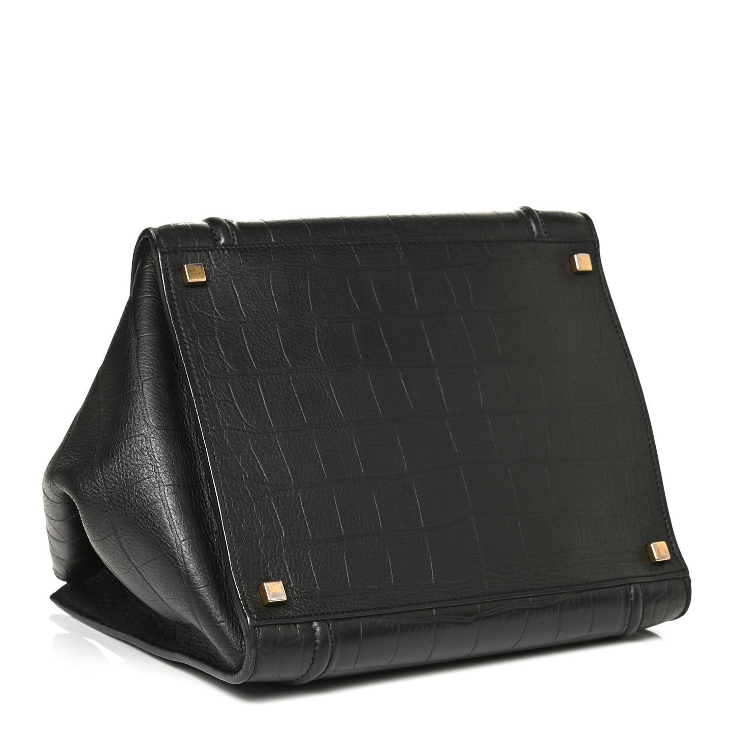 Calfskin Crocodile Embossed Medium Phantom Luggage Black
