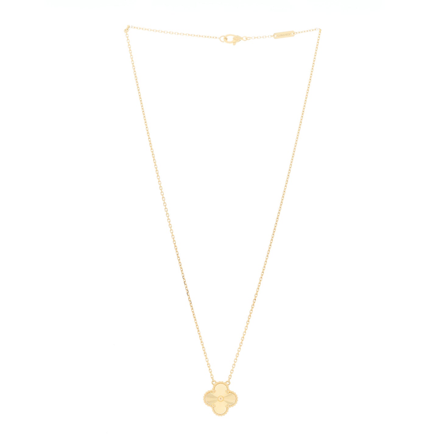 18K Yellow Gold Guilloche Vintage Alhambra Pendant Necklace