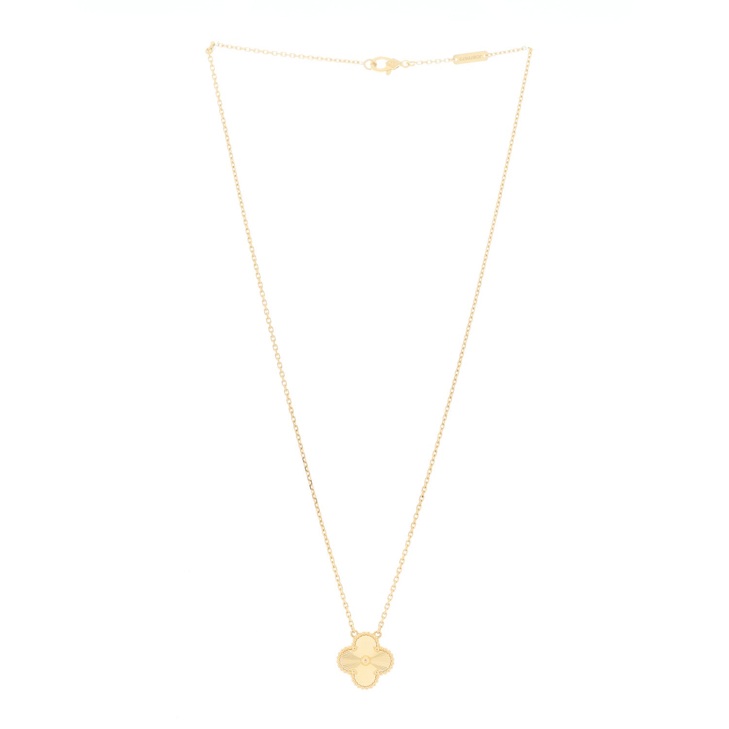 Van Cleef & Arpels 18K Yellow Gold Guilloche Vintage Alhambra Pendant Necklace 2 of 5