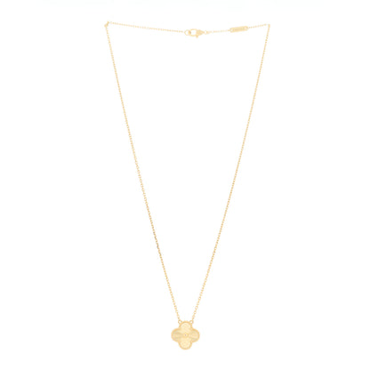 Van Cleef & Arpels 18K Yellow Gold Guilloche Vintage Alhambra Pendant Necklace 2 of 5