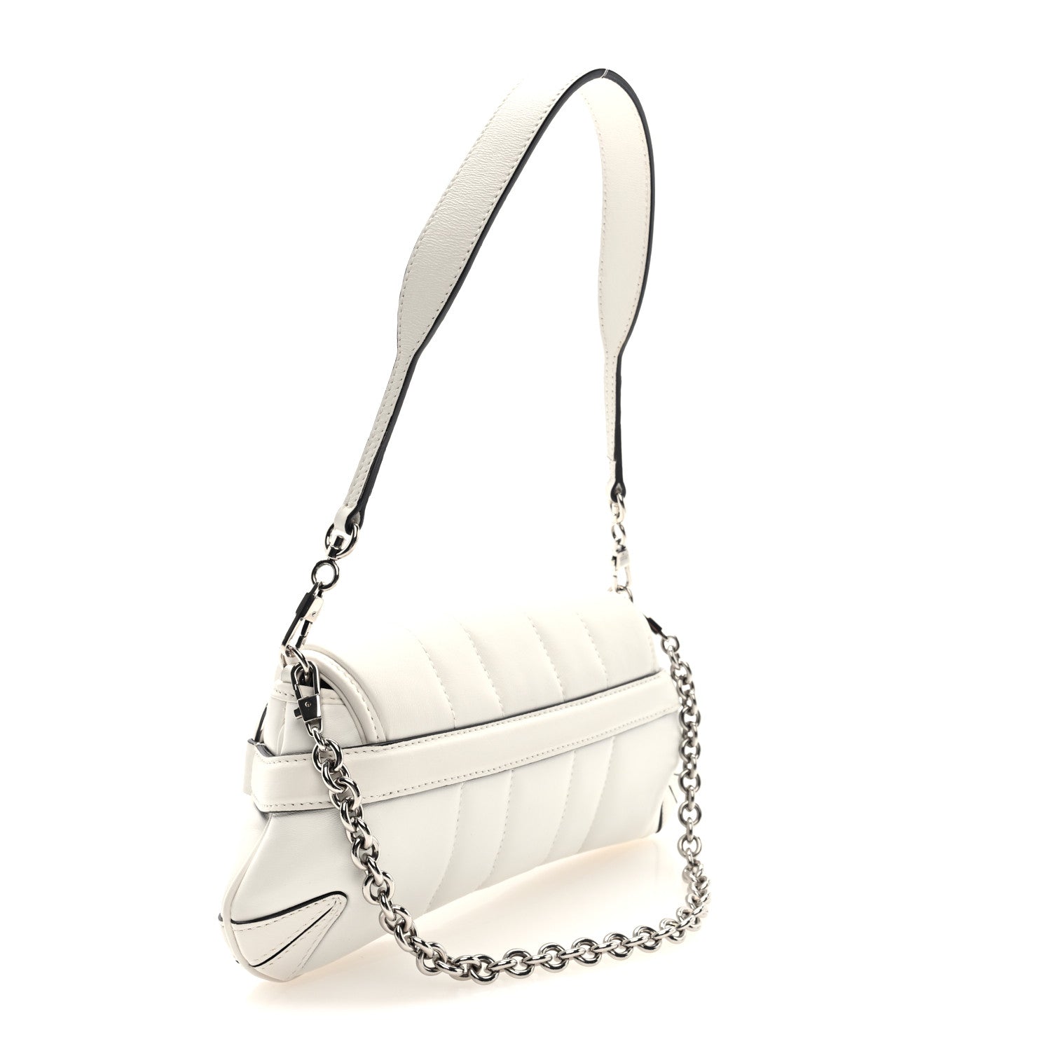 Gucci Nappa Vertical Matelasse Small Maxi Horsebit Chain Shoulder Bag Great White 3 of 10