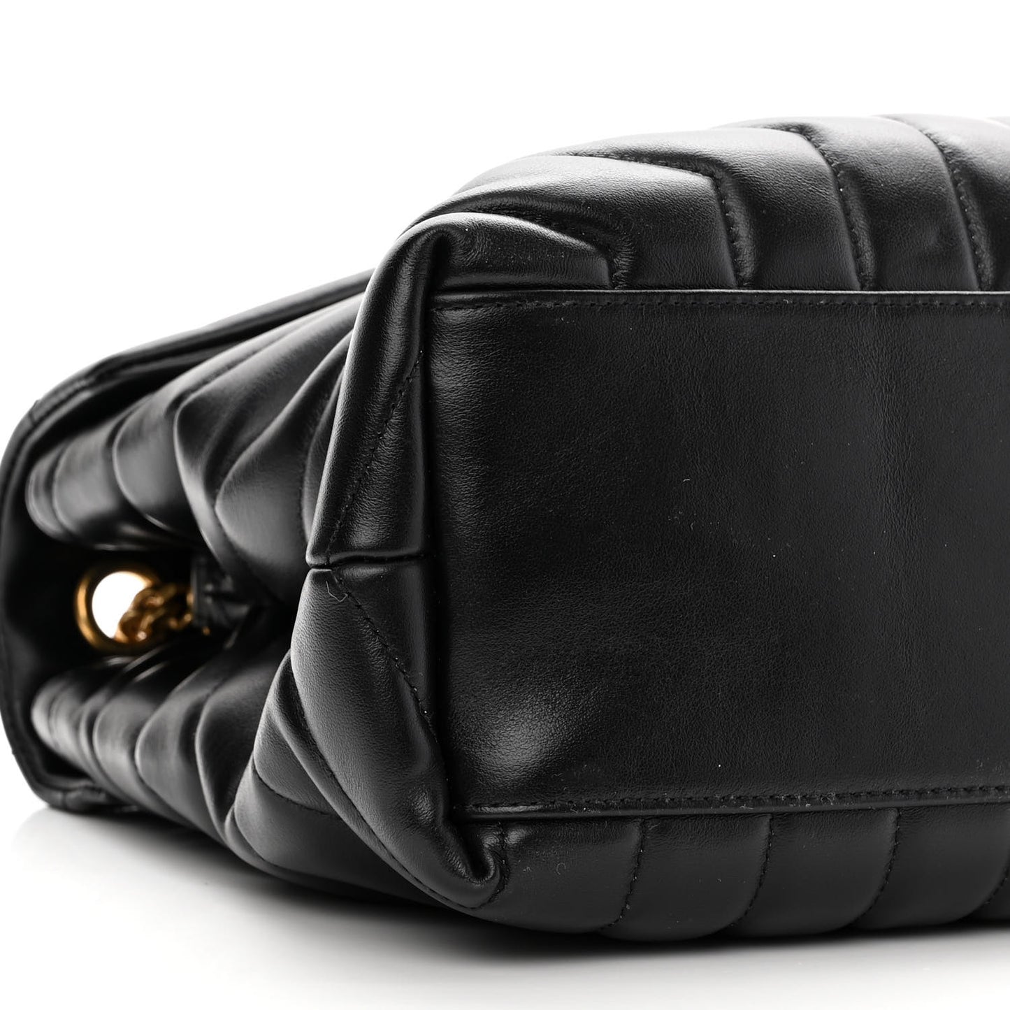 Calfskin Y Quilted Monogram Medium Loulou Chain Satchel Black