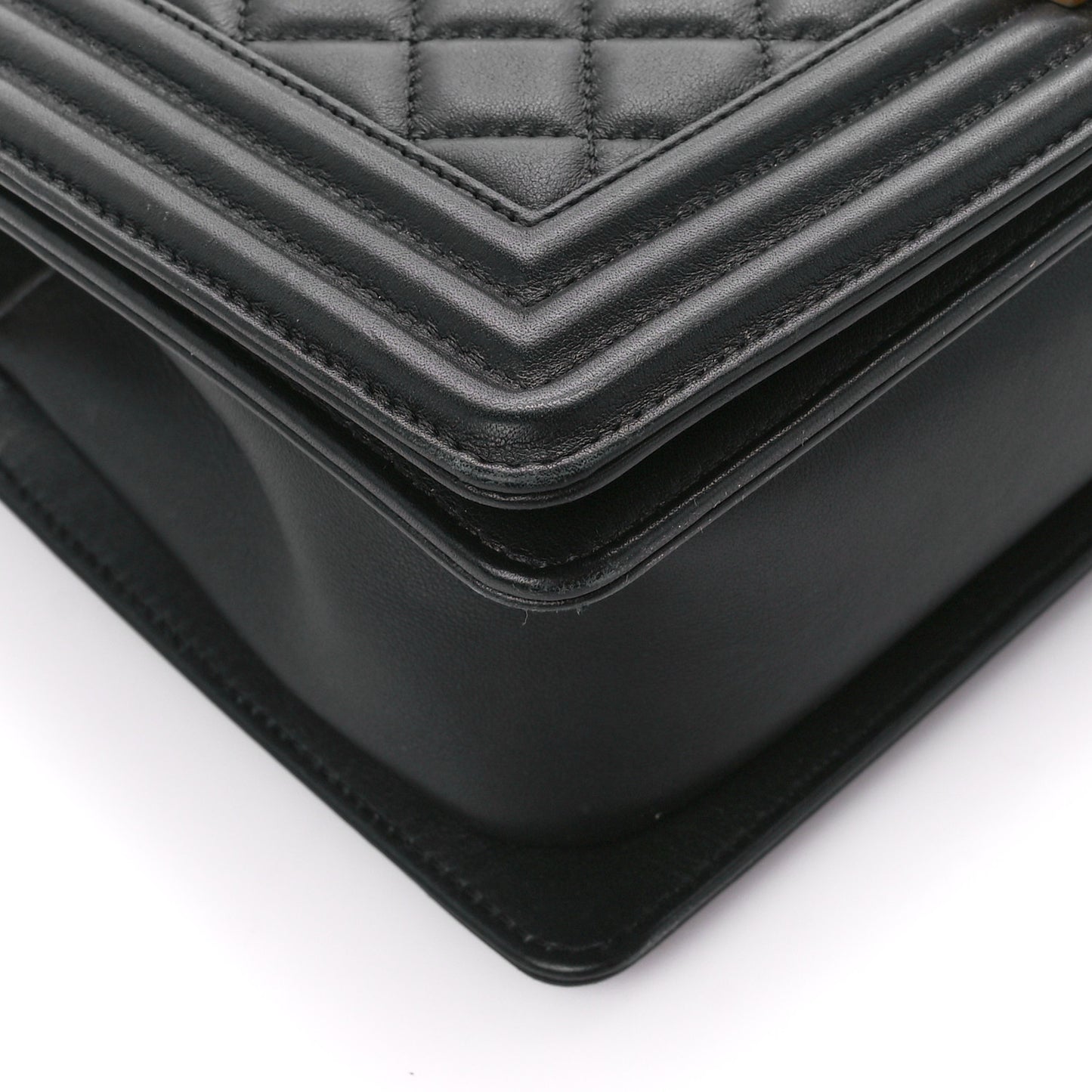 Calfskin Medium Boy Logo Top Handle Flap Black