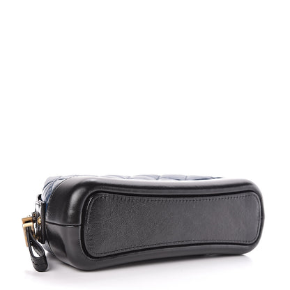 Chanel Aged Calfskin Quilted Gabrielle Classic Pouch Blue Black 4 of 9