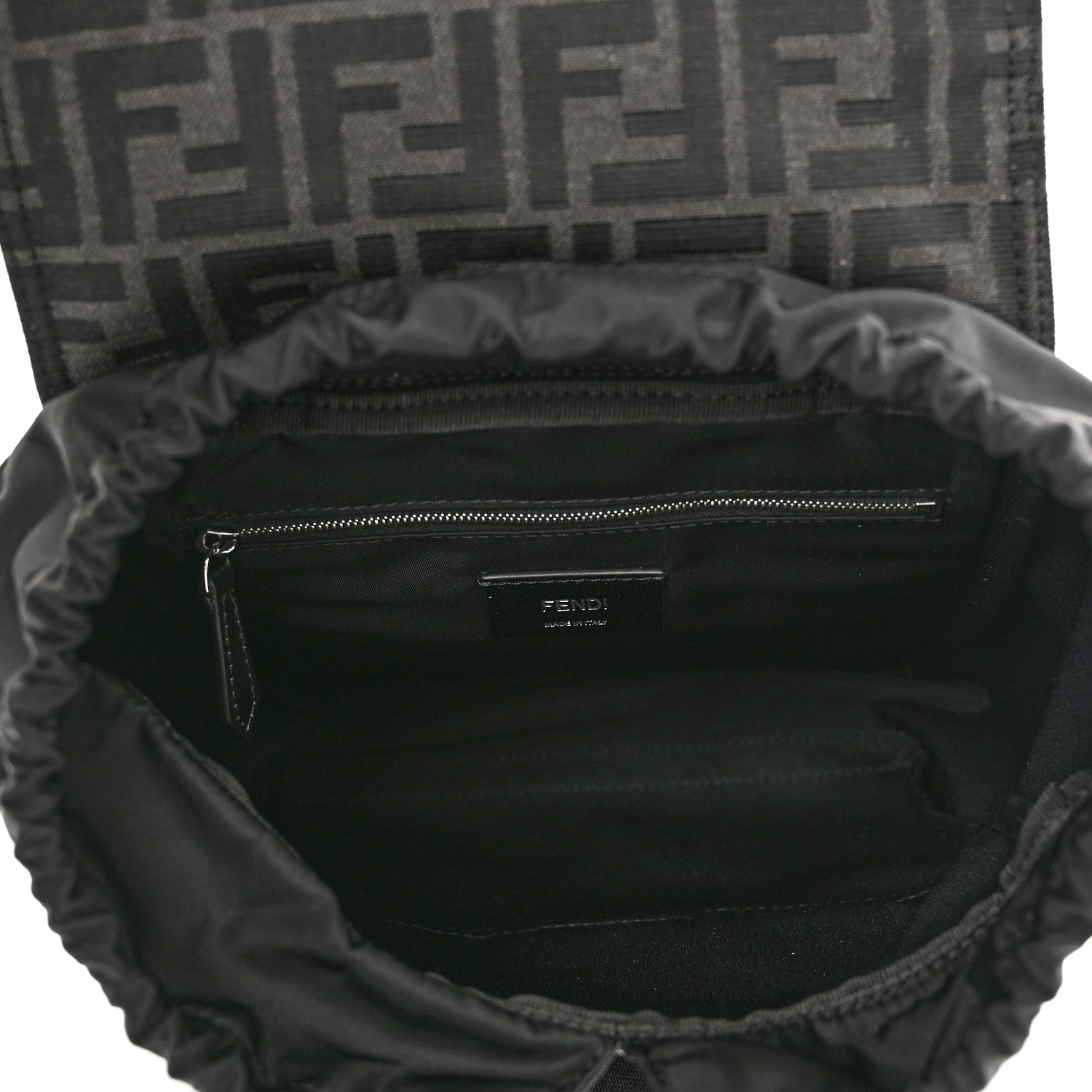 Fendi Recycled Fabric Jacquard Vitello Astro FF 1974 Small Fendiness Backpack Asfalto Black 4 of 9