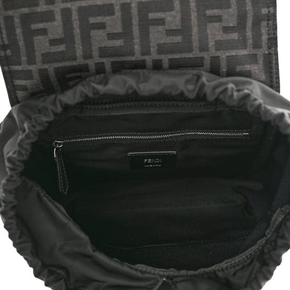 Fendi Recycled Fabric Jacquard Vitello Astro FF 1974 Small Fendiness Backpack Asfalto Black 4 of 9