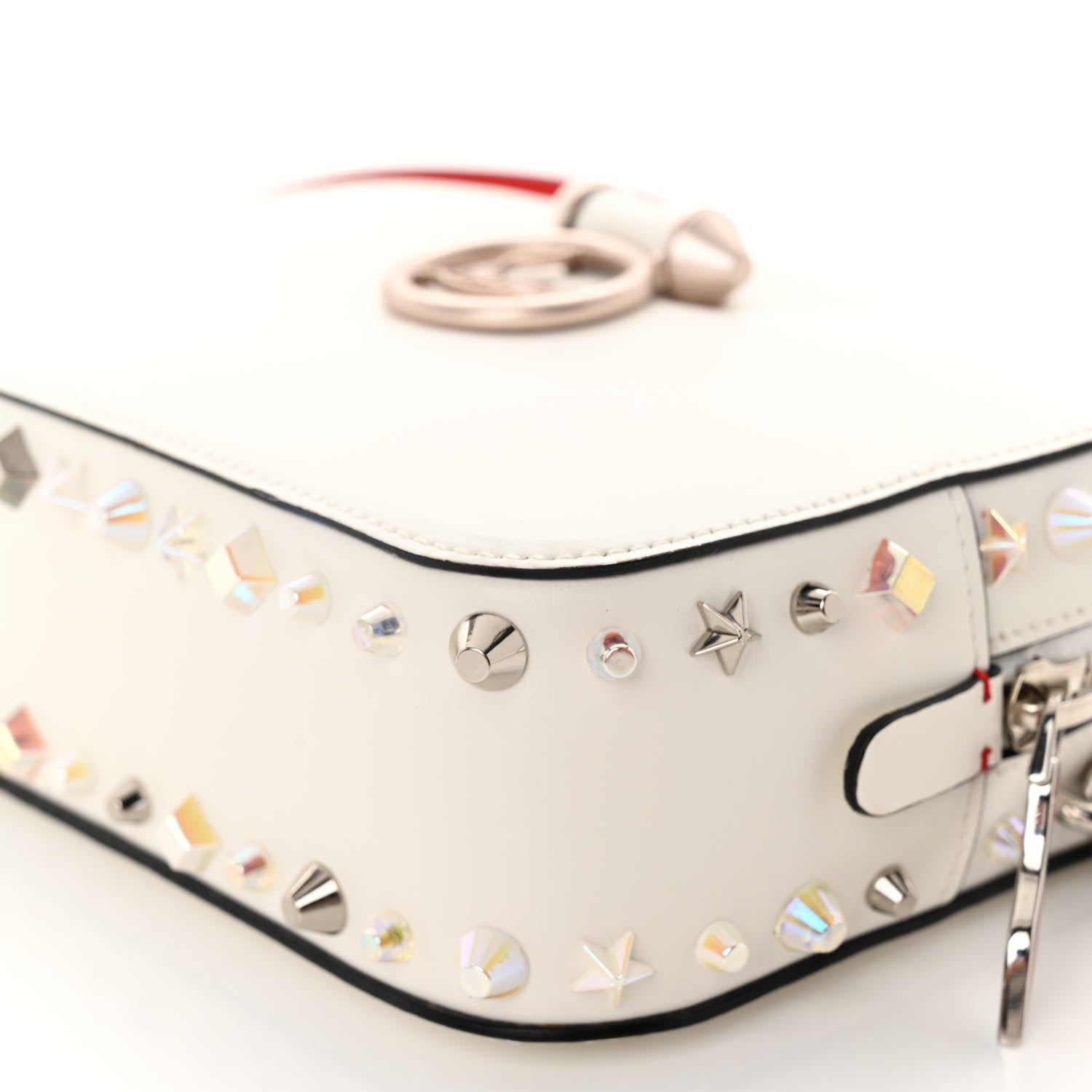 Christian Louboutin Vintage Trashmix Calfskin Spikes Mini Rubylou Crossbody White 10 of 10