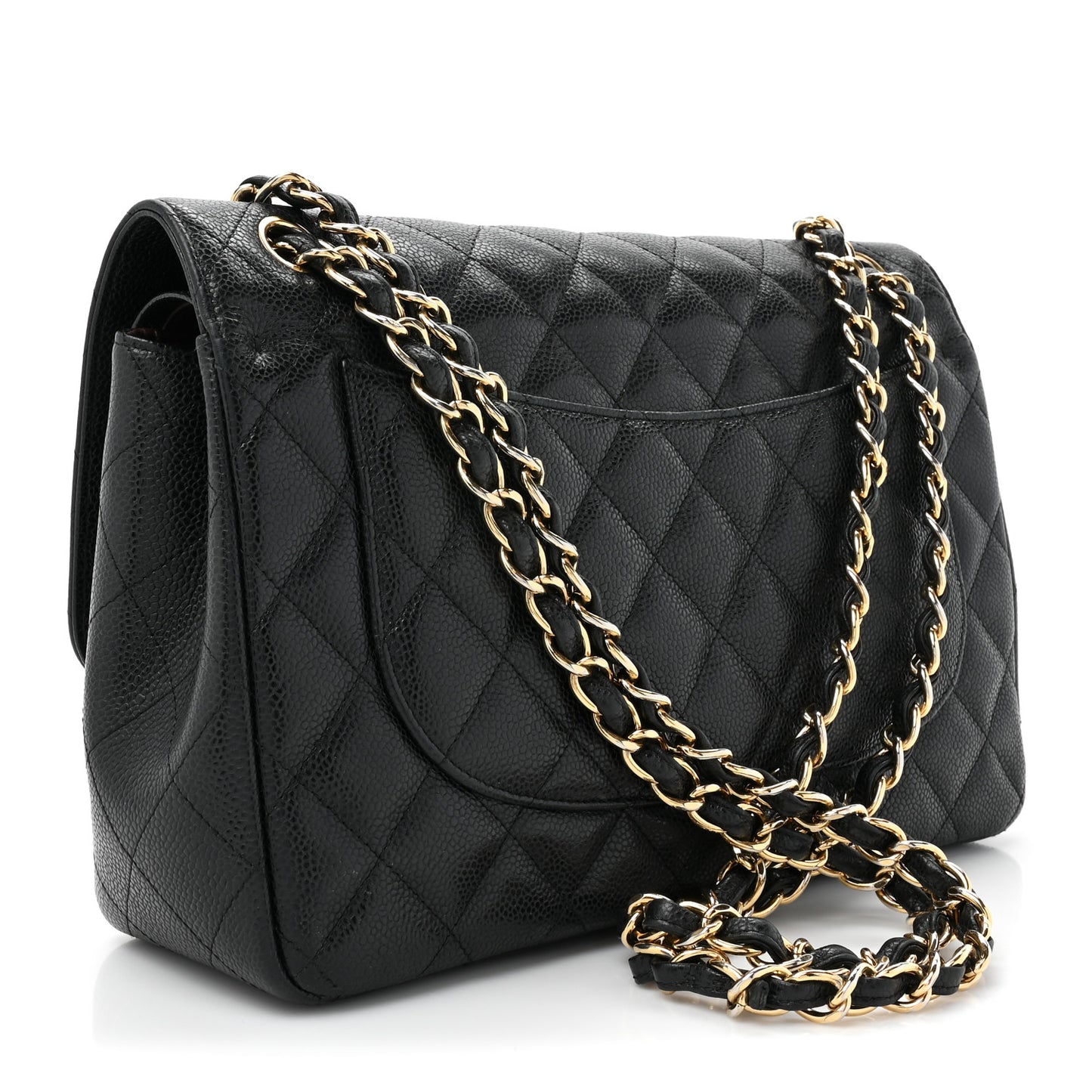 Caviar Quilted Jumbo Double Flap Black