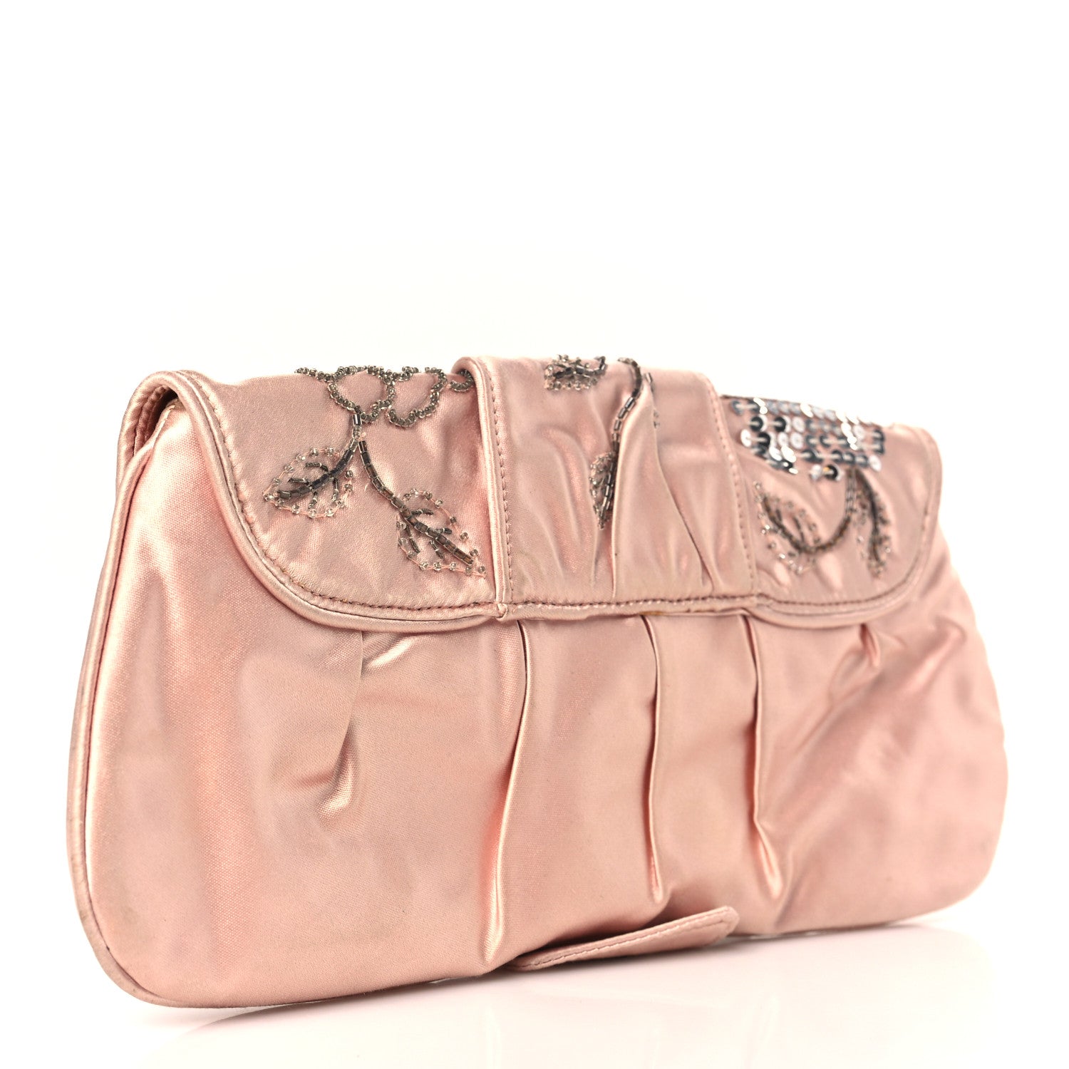 Christian Dior Silk Sequins Embroidered Stingray Clutch Pink 3 of 8