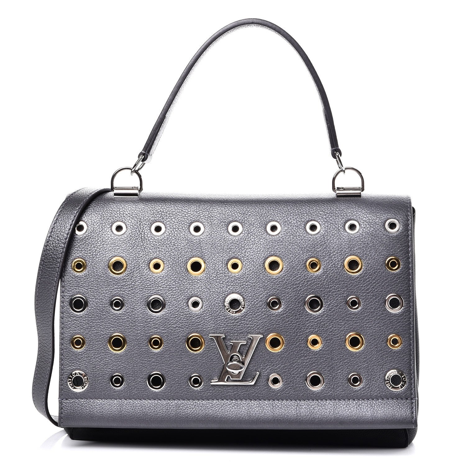 Louis Vuitton Soft Calfskin Eyelet Lockme II Top Handle Gris Silver 1 of 7
