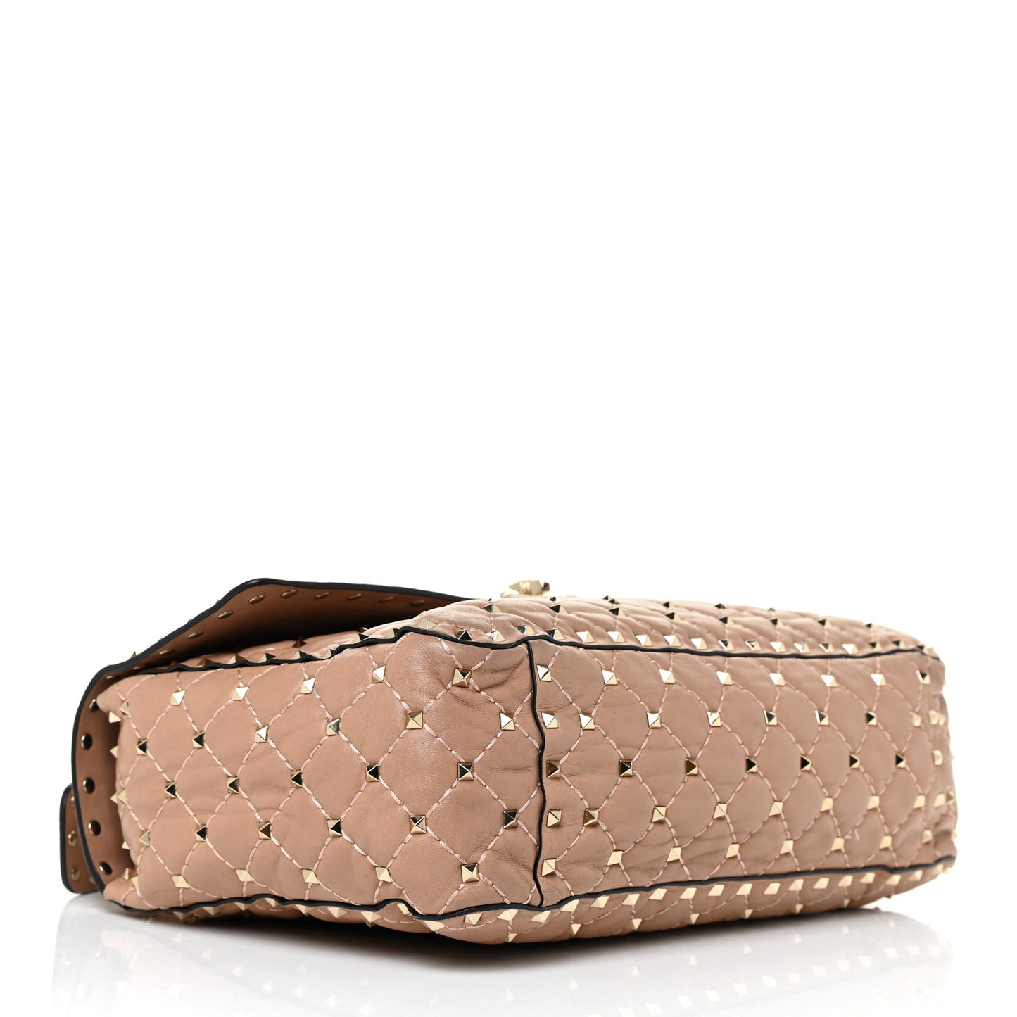 Nappa Large Rockstud Spike Shoulder Bag Soft Noisette