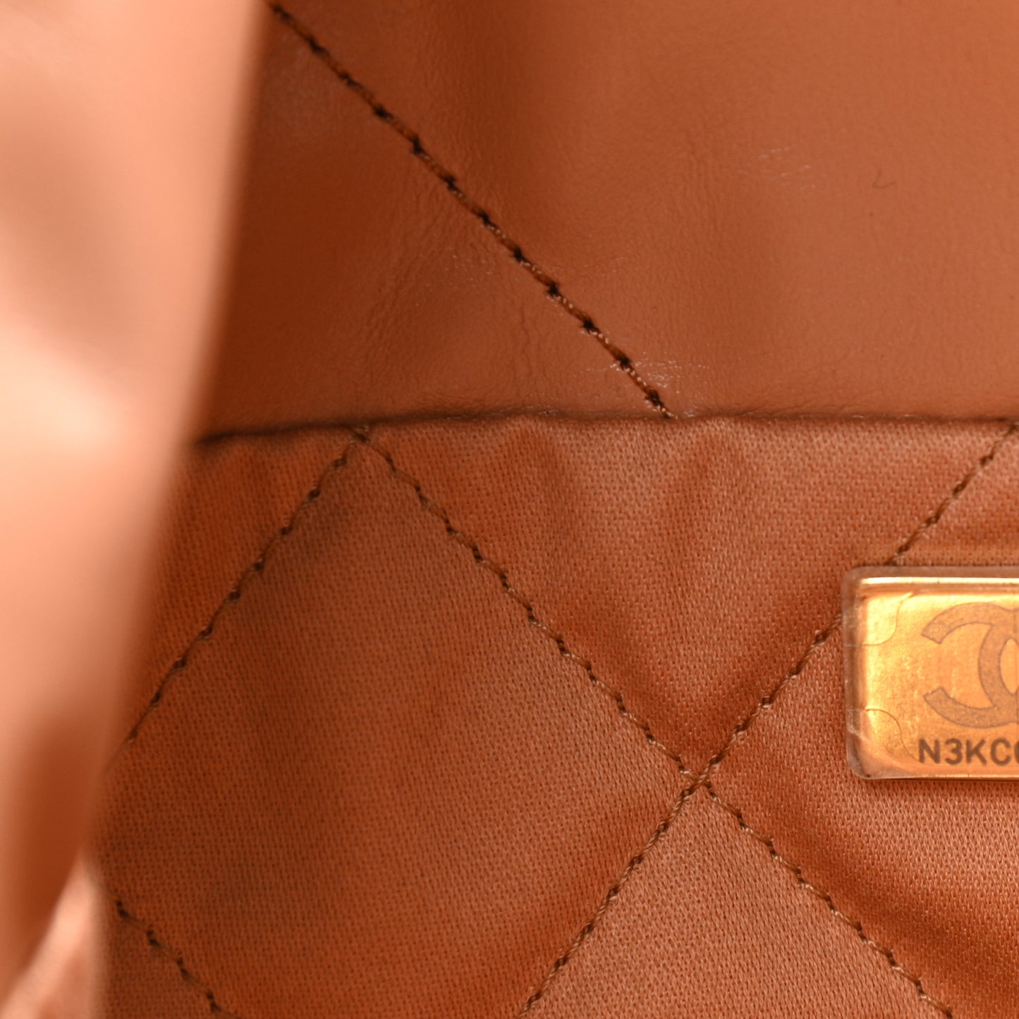 Shiny Calfskin Quilted Small Chanel 22 Camel