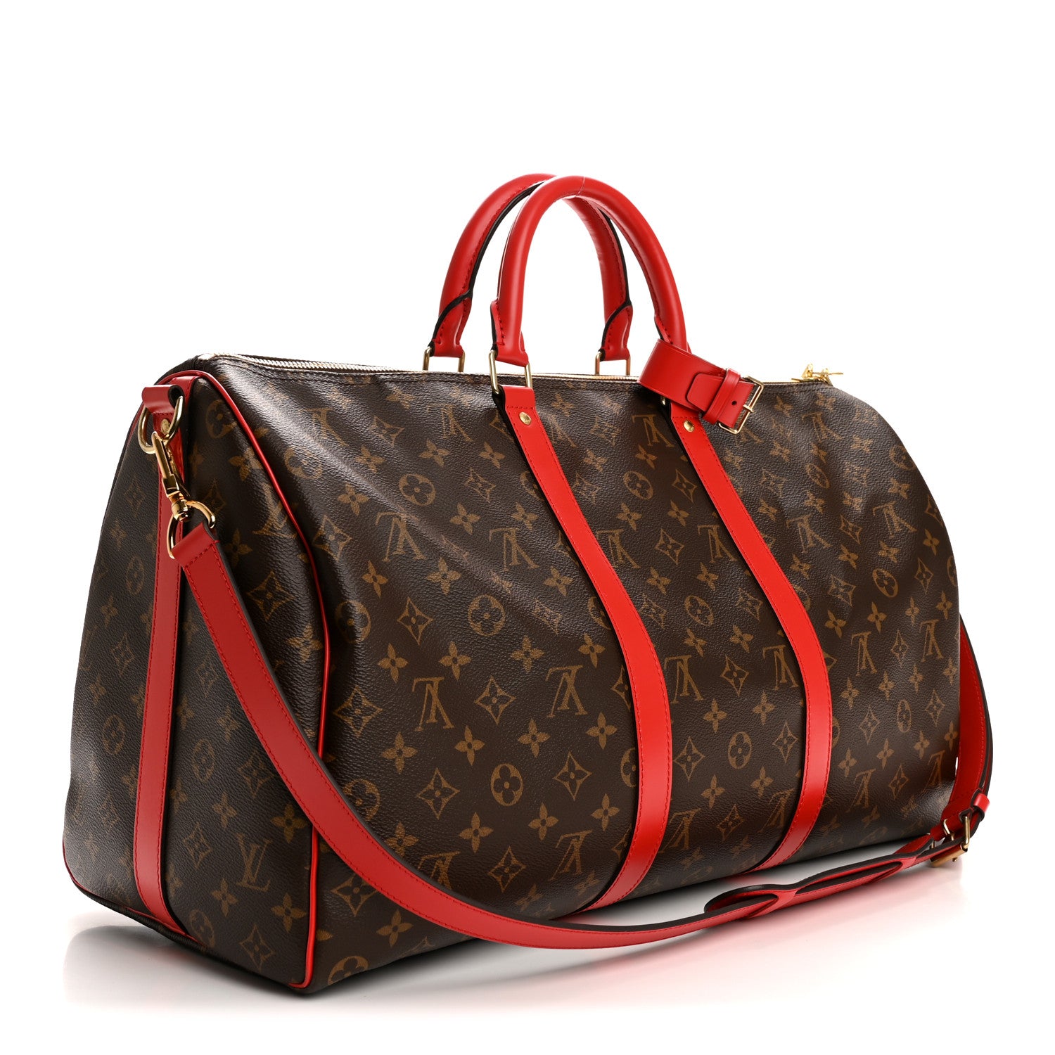 Louis Vuitton Calfskin Monogram Keepall Bandouliere 50 Coquelicot 2 of 8