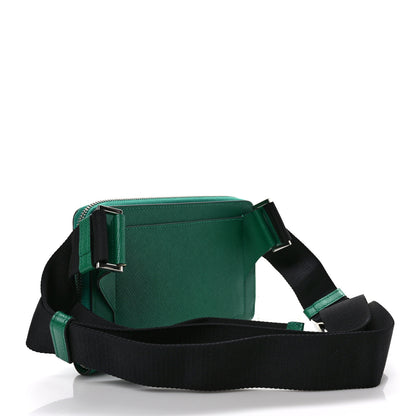 Prada Saffiano Travel Double Zip Belt Bag Mango 3 of 9