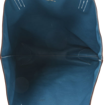 Hermes Taurillon Clemence Double Sens 45 Reversible Tote Bleu Izmir Etain 8 of 19