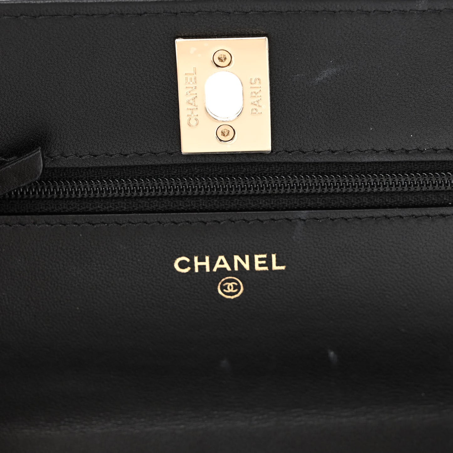 Lambskin Quilted Trendy CC Wallet On Chain WOC Black