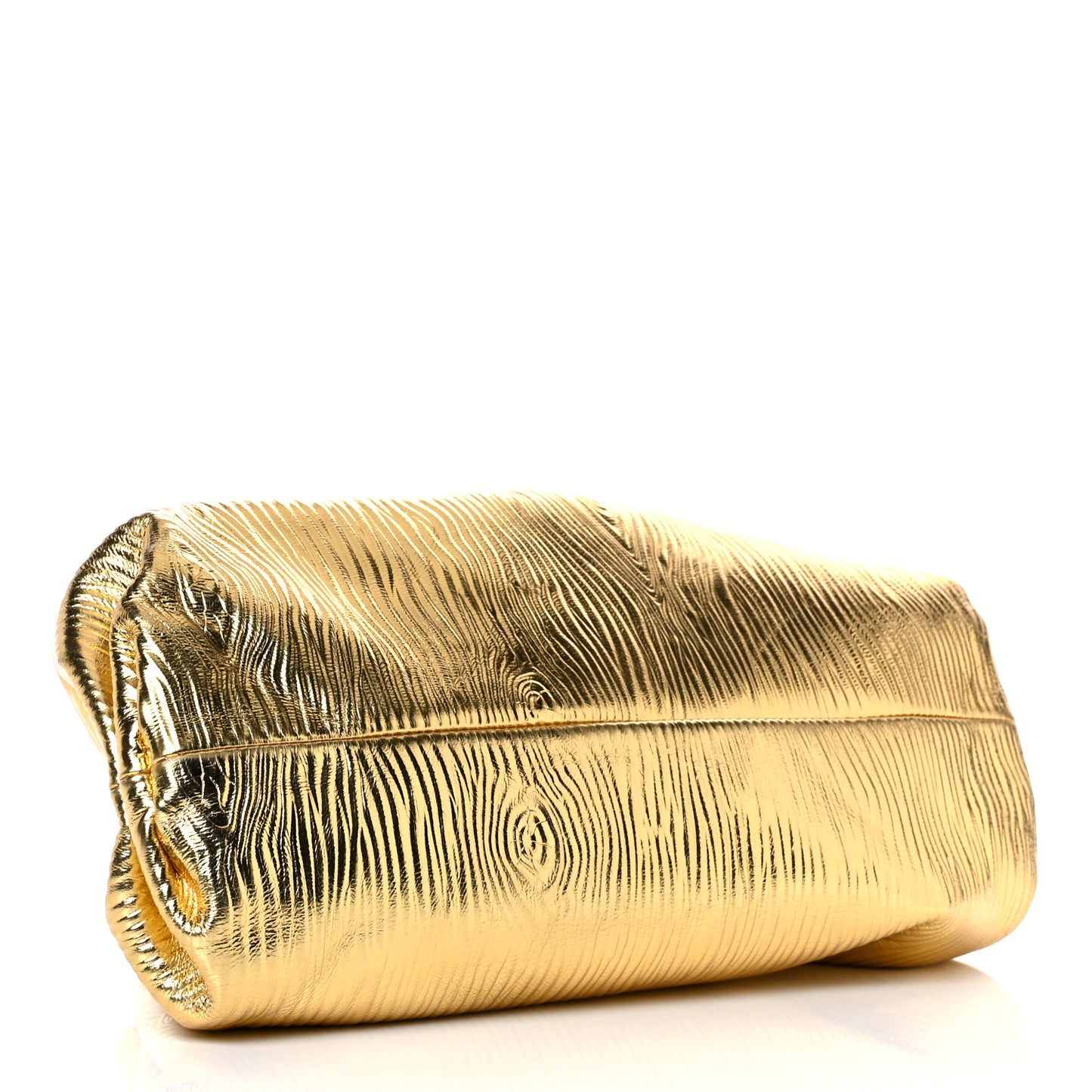 Metallic Bark Calfskin Embossed The Pouch Oversized Clutch Oro