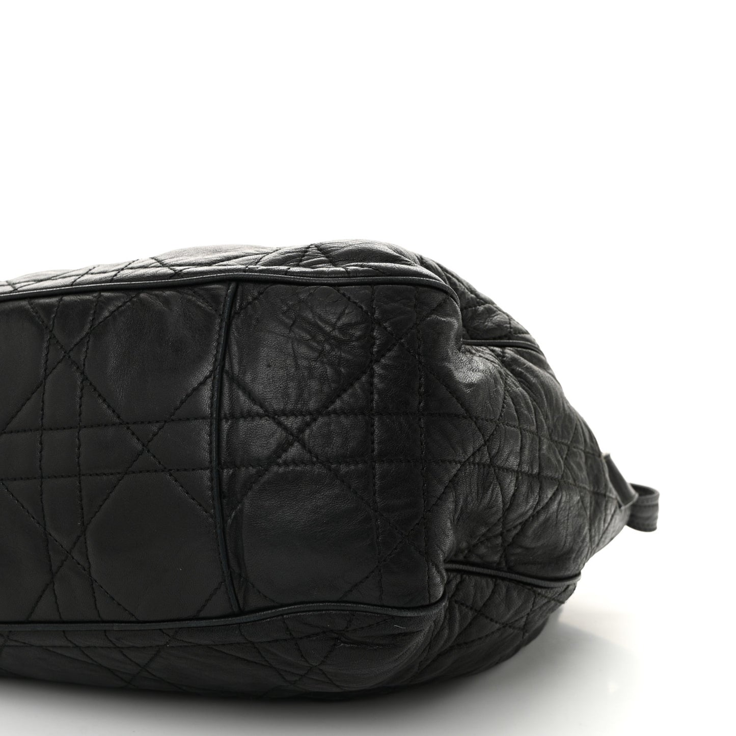Lambskin Cannage Drawstring Bag Black