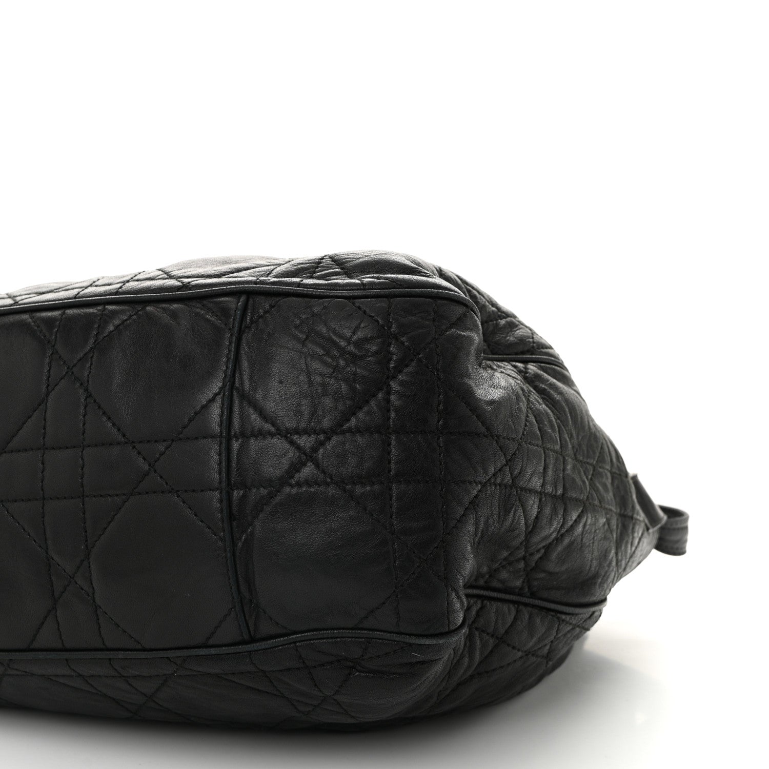 Christian Dior Lambskin Cannage Drawstring Bag Black 10 of 12