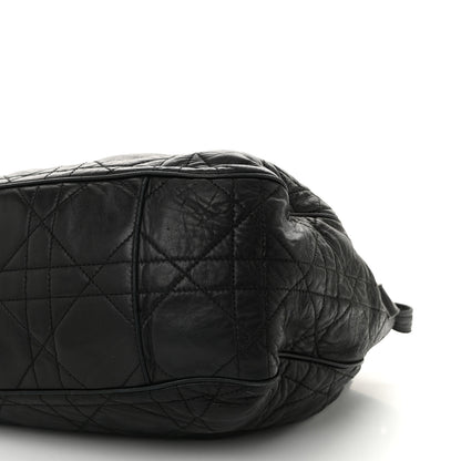 Christian Dior Lambskin Cannage Drawstring Bag Black 10 of 12