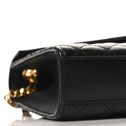 Saint Laurent Grain De Poudre Textured Mixed Matelasse Triquilt Medium Monogram Satchel Black 8 of 9
