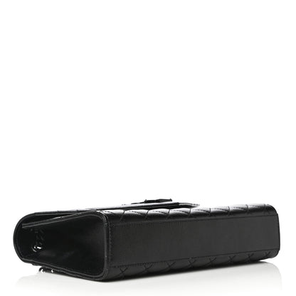Saint Laurent Grain De Poudre Textured Mixed Matelasse Triquilt Medium Monogram Satchel Black 4 of 10
