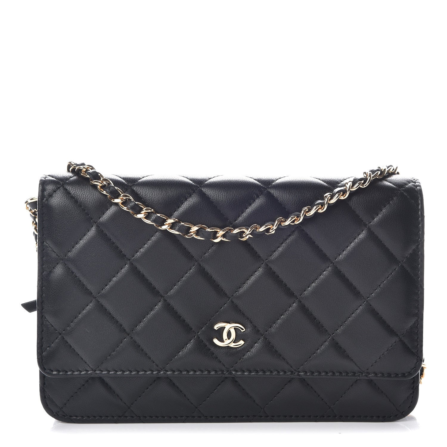 Chanel Lambskin Quilted Wallet On Chain WOC Black 1 of 13