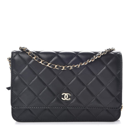 Chanel Lambskin Quilted Wallet On Chain WOC Black 1 of 13