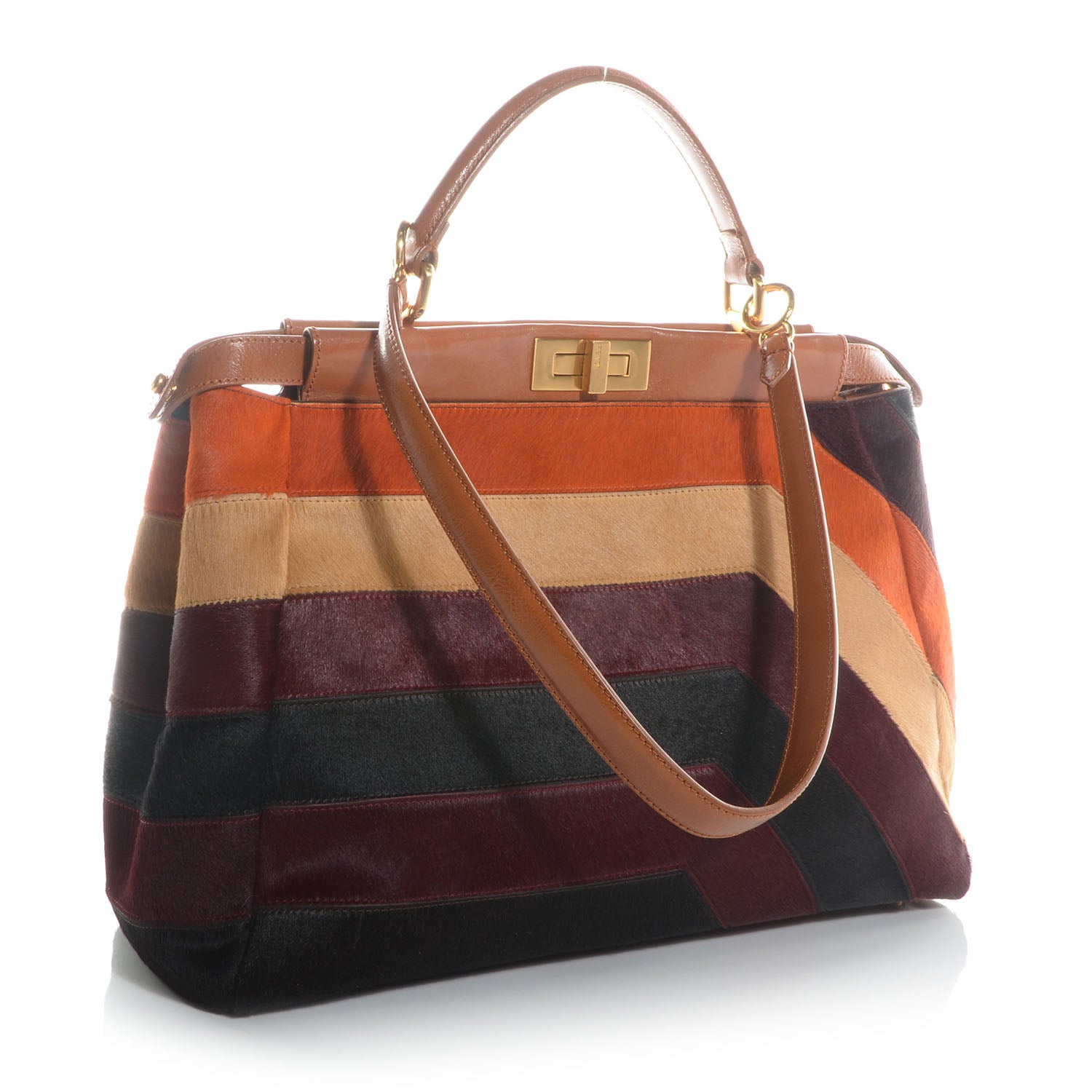 Fendi Calf Hair Patchwork Large Peekaboo Iconic Satchel Multicolor 3 of 10